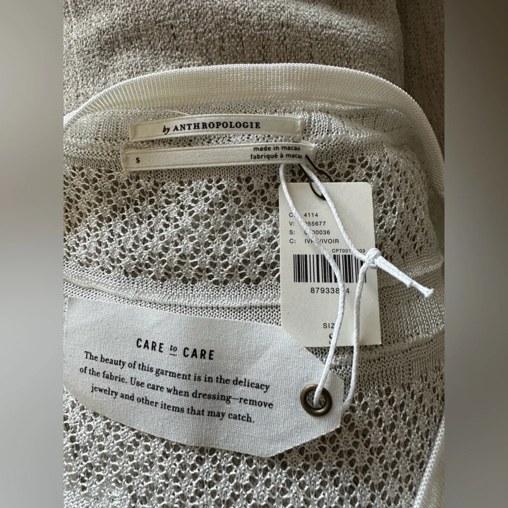 By Anthropologie Ruffle Sweater white size small - Picture 5 of 7